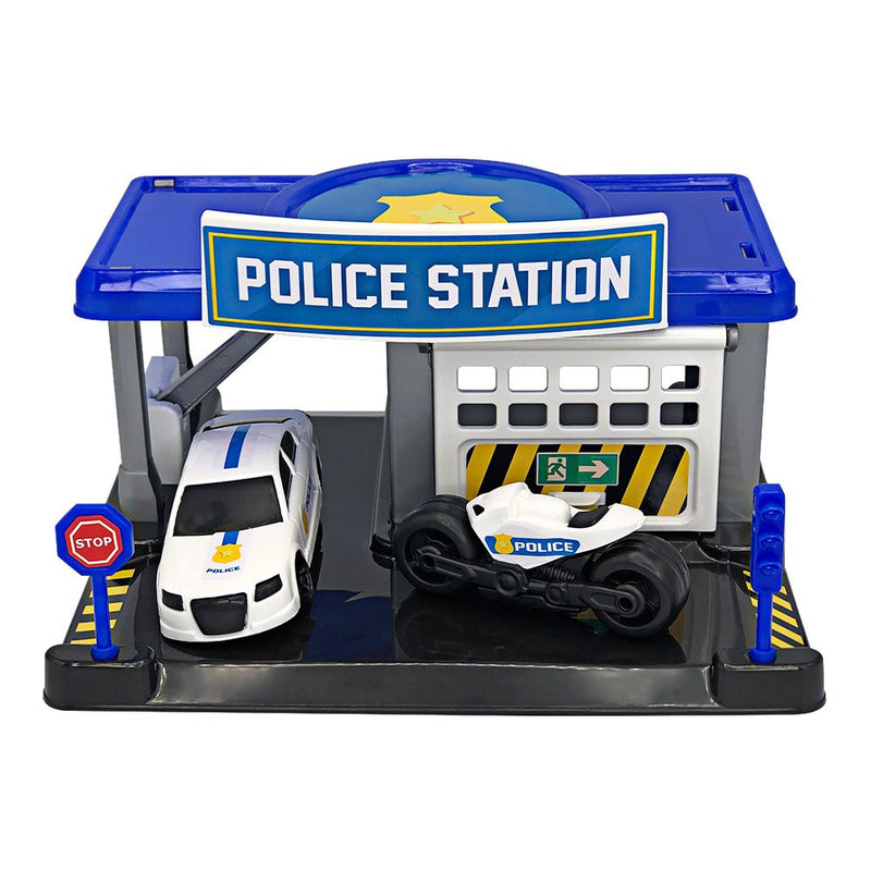 Estação de Policia de Brinquedo com Carro e Moto (579)