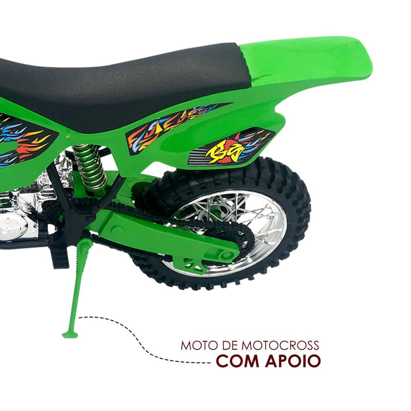 Moto de Motocross de Brinquedo com Apoio - Verde (364VD)