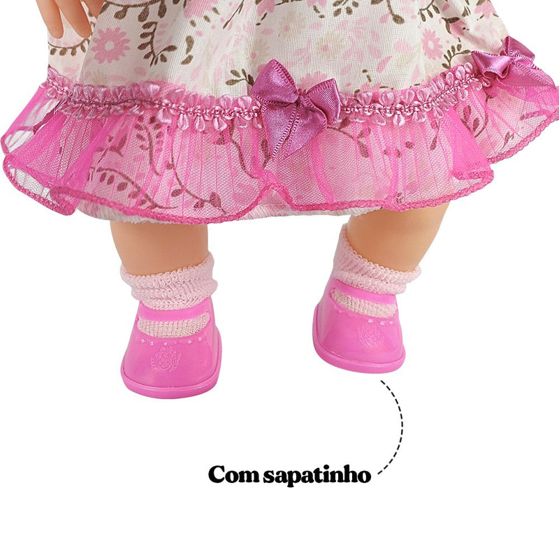Boneca Anjos Baby Castanho Com Acessórios Mamadeira Chupeta e Sapatinhos (793)