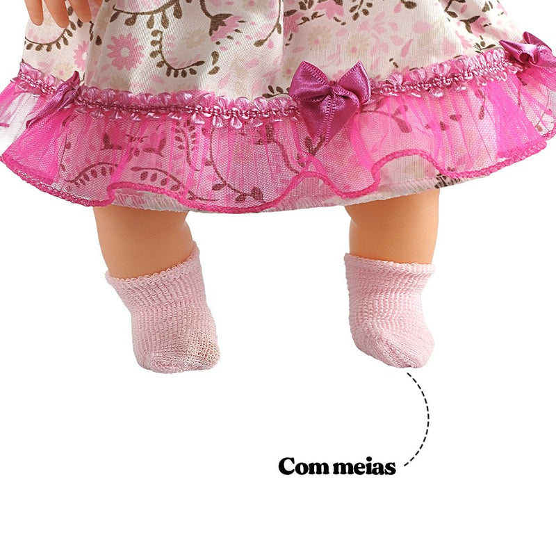 Boneca Anjos Baby Castanho Com Acessórios Mamadeira Chupeta e Sapatinhos (793)